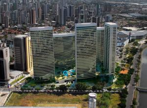 A imagem clara de um subúrbio de luxo verticalizado: o Evolution Shopping Park, com acesso direto ao Shopping Recife